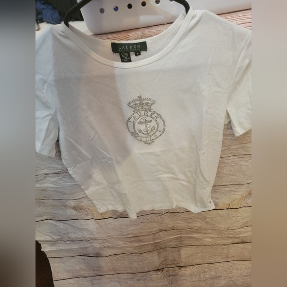 Polo Ralph Lauren Tops - Polo Ralph Lauren White Embellished Short Sleeve Tee